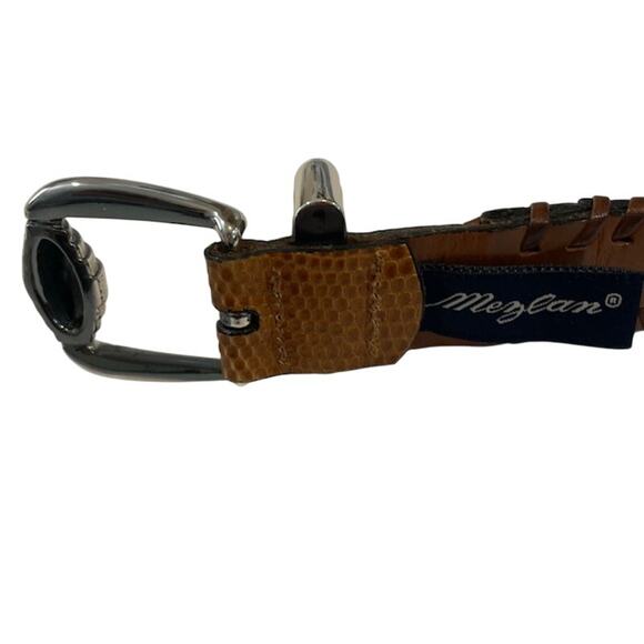 Mezlan Men's Brown Leather Lizard Skin Pattern Belt 38" - Picture 3 of 7